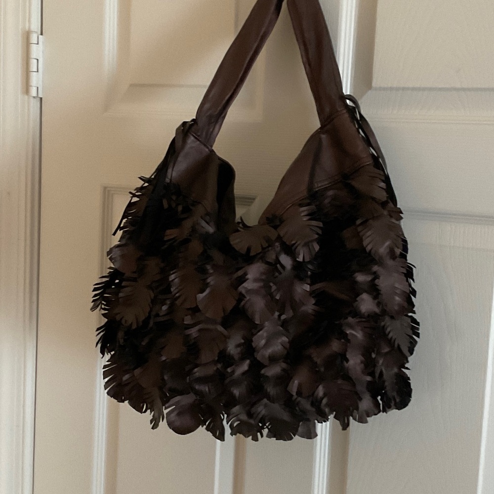 Bueno Dark Brown Fringed Hobo Bag